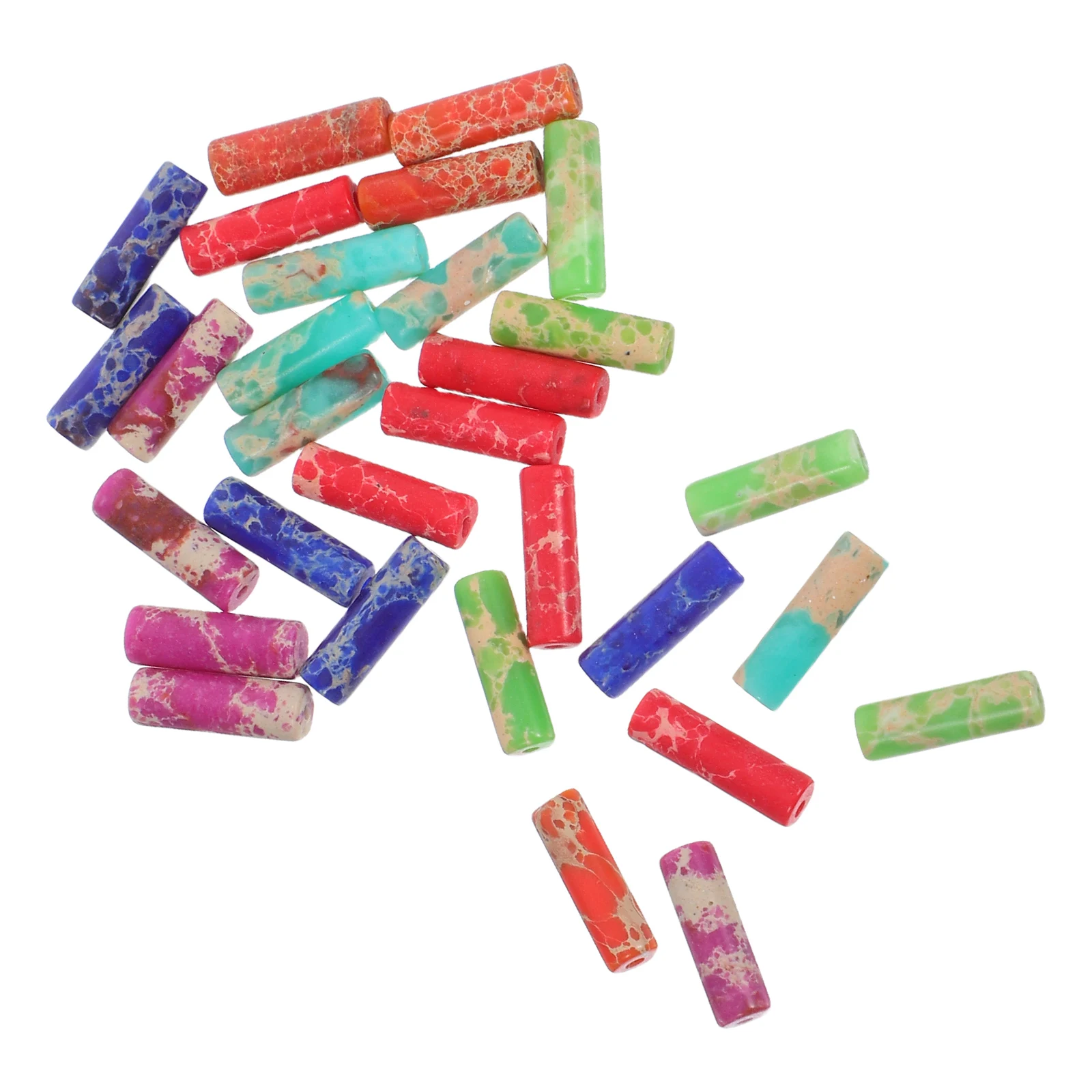 

30Pcs Emperor Natural Stone Cylinder Loose Beads Durable Column Tube Spacer Beads for DIY Necklace Bracelet Earring Jewelry