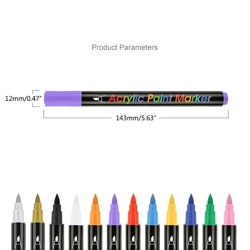 Acryl-Farbmarker, schnell trocknende Farbstifte für DIY-Steinmalerei, 12 Farben