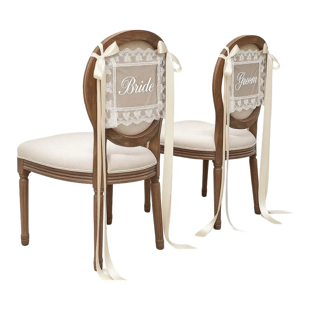 For Wedding Receptions White Lace Chair Back Covers Bridal Shower Decor Sophisticated Design Sturdy Cloth Material