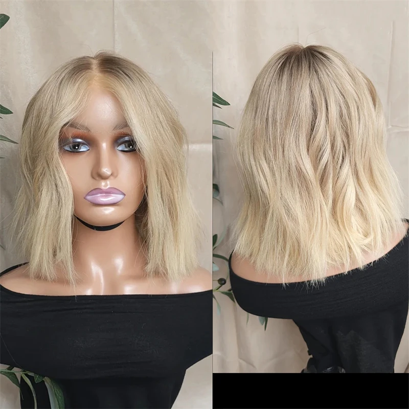 100% Real HD Human Hair Wigs Pre Plucked New in Lace Frontal Wig on Sale Ash Blonde Highlights Front Lace Wig Loose Wavy