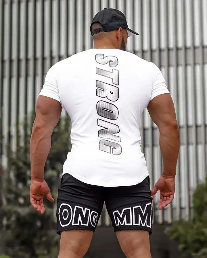 Męskie koszulki koszulka uwydatniająca mięśnie dla mężczyzn trening treningowy ćwiczenia koszulki kulturystyka Streetwear mężczyźni odzież — zdjęcie 7