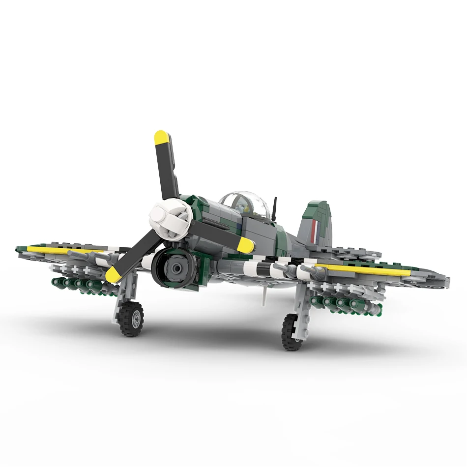 MOC-154562 WW2 Military Fighter Hawker Typhoon Bomber Building Block Part Assembly Model Aircraft Hot Selling Kid Mini Brick Toy