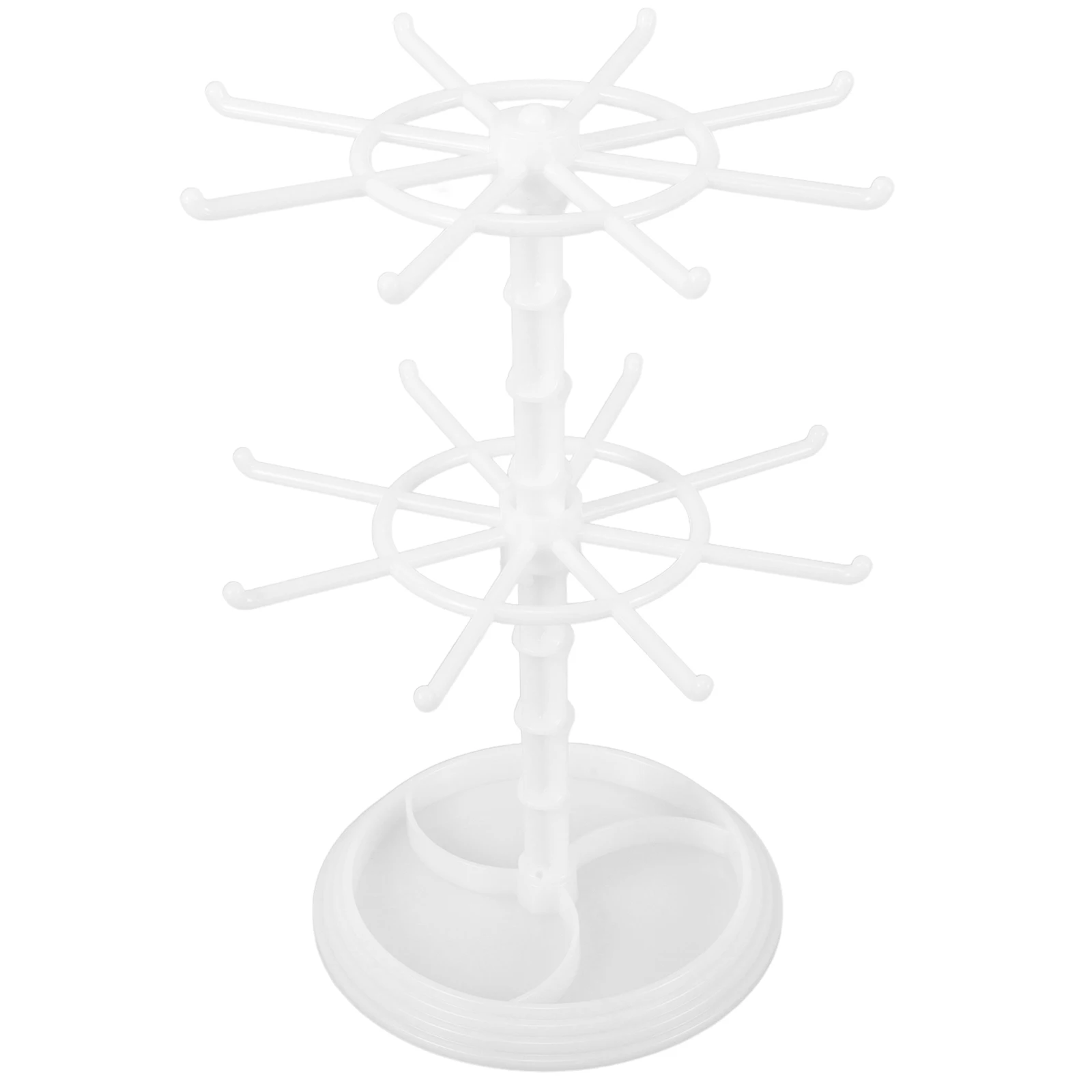 

2-уровневая вращающаяся подставка для ювелирных изделий, белая карусель, держатель для сережек, органайзер, стойка для браслетов, компактный дизайн