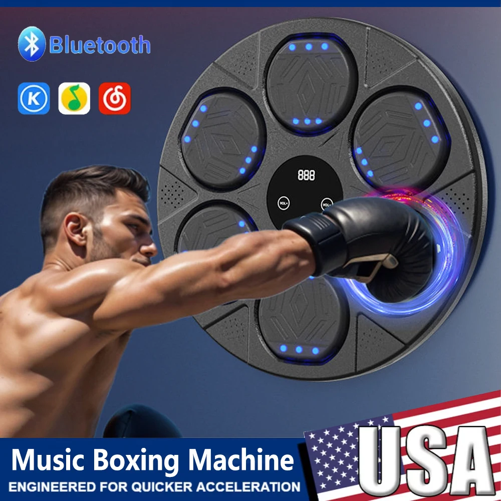 

Музыкальный боксерский тренажер с перчатками, подключенный через Blueteeth, умная настенная мишень, мешок с песком, тренировка реакции на ловкость для бокса, спорта, отдыха