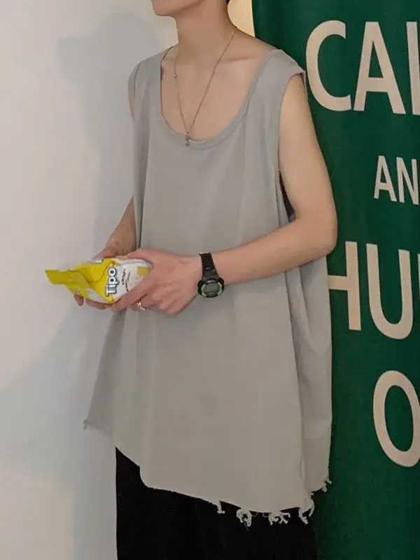 

Summer Sport Sle Men's Svel T-irt 2025 Trendy Brand Pure Color Inner Wear Bot Hole Loose Base Layer Vest