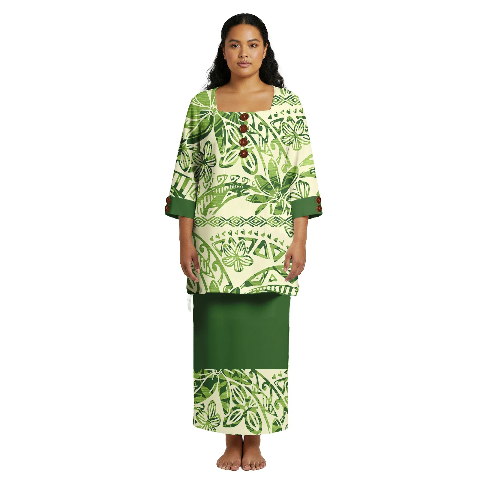 فستان ربيعي بتصميم قبلي بولينيزي لجزيرة المحيط الهادئ مطبوع حسب الطلب أنيق للحفلات الراقصة مكون من قطعتين فساتين بوليتاسي ساموا للنساء