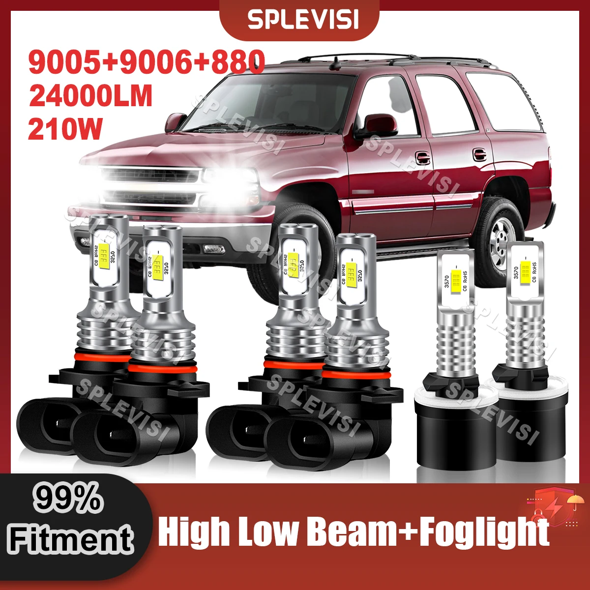 

Car Headlight Bulbs LED High Beam Low Beam Foglamp 9005 9006 880 For Chevrolet Tahoe 2001-2006 2001 2002 2003 2004 2005 2006