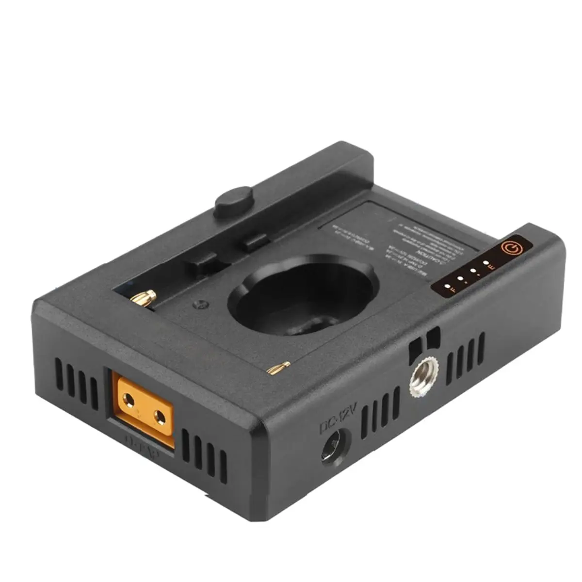 AT33 For NP-F Battery Charger Battery Adapter Plate with DC12V DC8V USB-A Output Cold Shoe Adapter 1/4 Inch Screw Hole