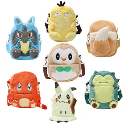 Pokemon lucario snorlax psyduck rowlet eevee charm ander mimikyu plüsch rucksack kawaii anime plüsch tasche spielzeug für kinder geburtstags geschenk