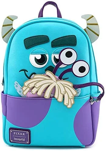 Disney-Mochila para homens e mulheres, monstro loungefly, universidade, monstro de Mao, olhos grandes, mochila, faculdade, bolsa escolar