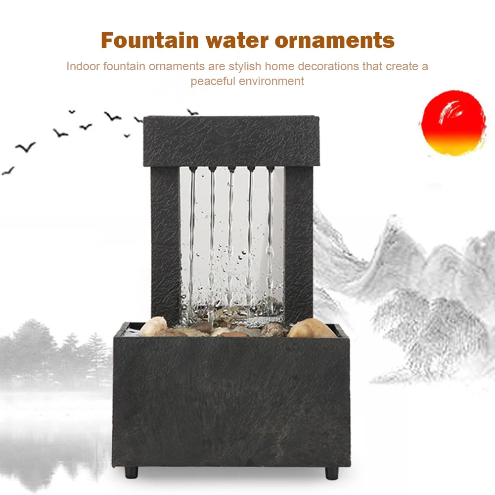 Flowing Water Fountain Waterfall Home Office Teahouse Workmanship Lucky Wealth Zen Decoration