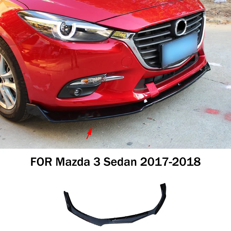 

FIT FOR Mazda 3 Sedan 2017-2018 black carbon ABS Front Bumper Lip Spoiler Body kit 3PCS Bumper protection
