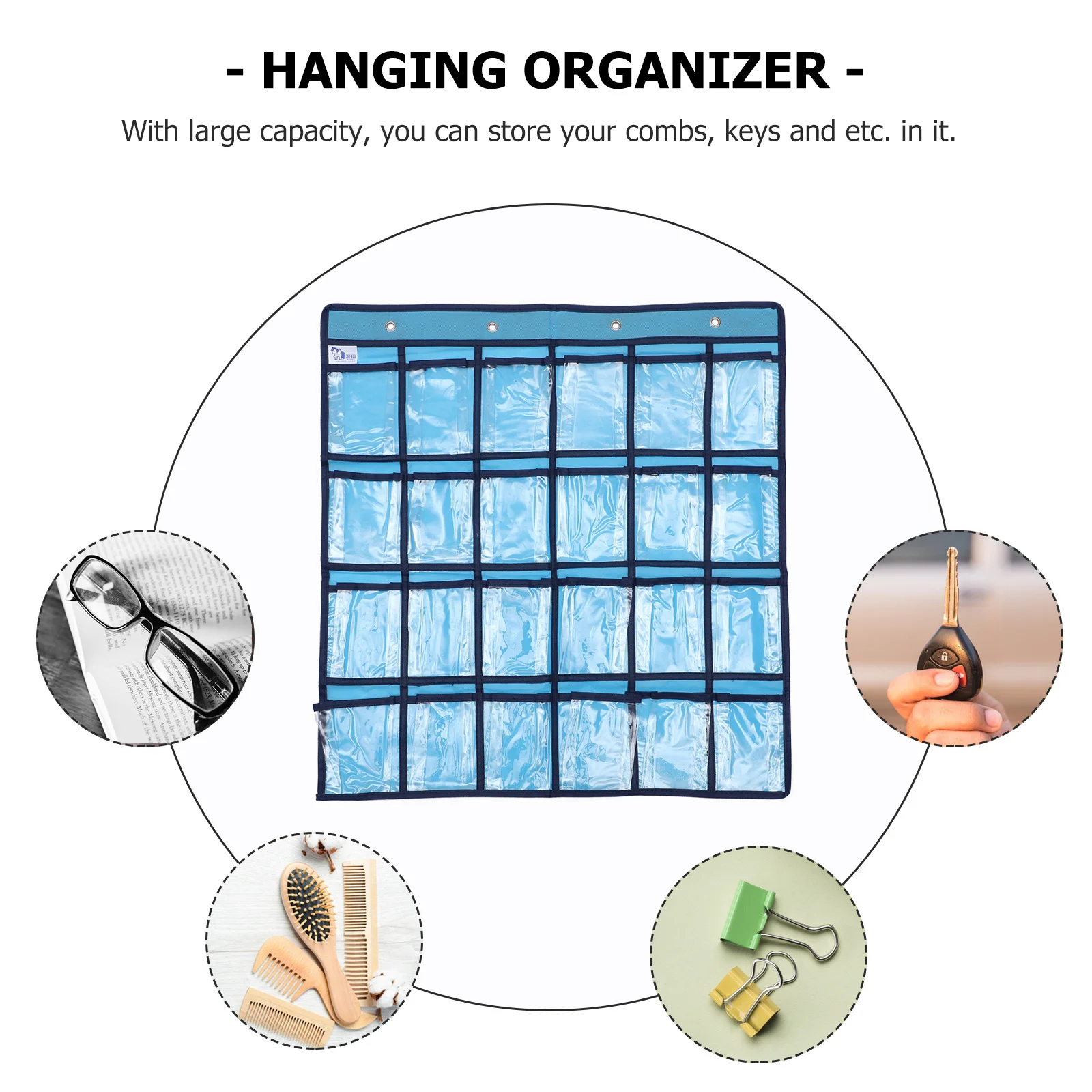 

Hanging Storage Bag For Cell Phones 4 Metal Hooks 24 Clear Pockets Organizer Chart Holder Home Office Dorm Room Charging