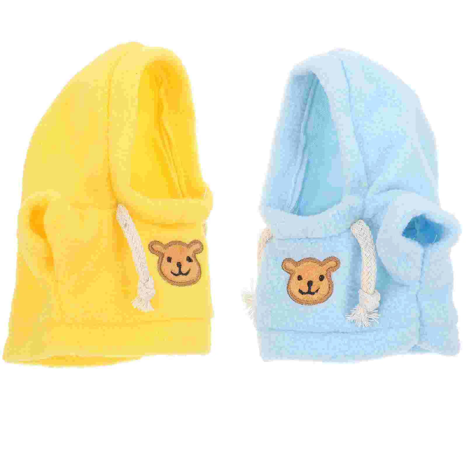 2 Pcs Mini Bear Clothes Stuffed Hoodie Animal Set Replaceable Plush Accessories Adorable