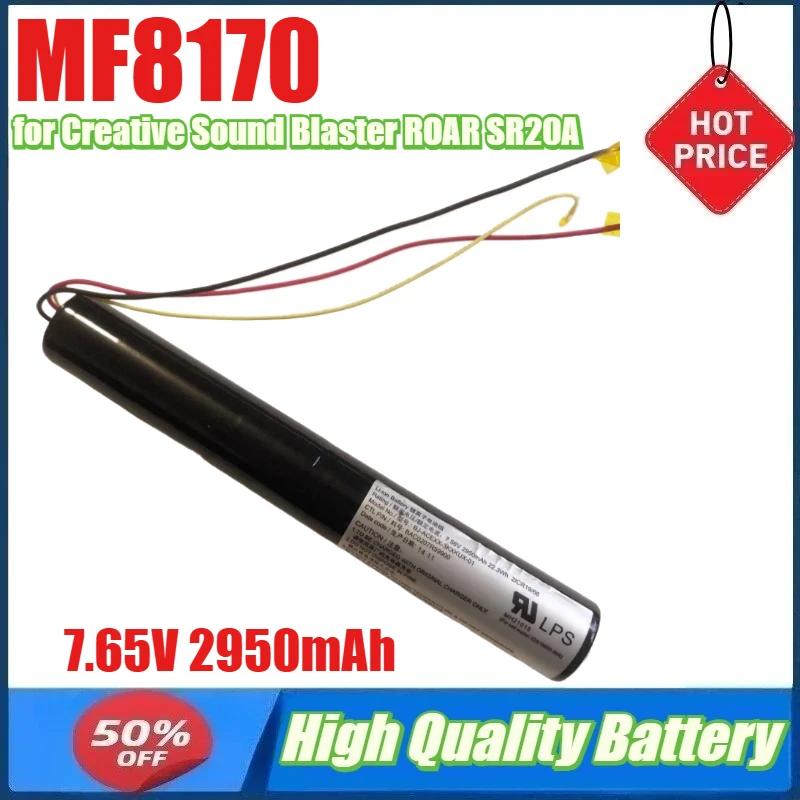 7.65V 2950mAh MF8170 Battery for Creative Sound Blaster ROAR SR20A Speaker MF8190 New Li-ion Rechargeable Replacement Battery