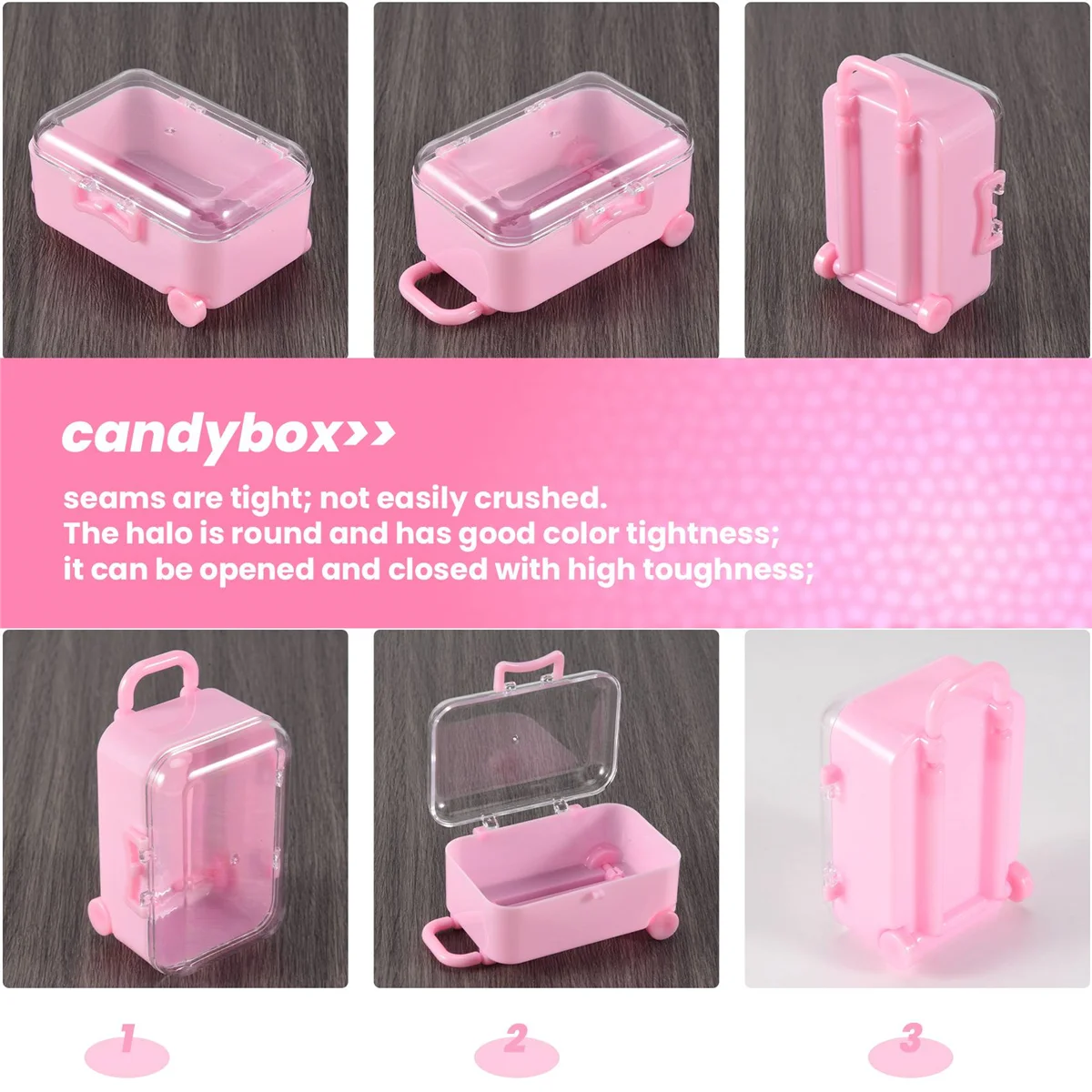 Pink mini roller travel suitcase candy box personality wedding candy box luggage trolley case candy toy small storage box