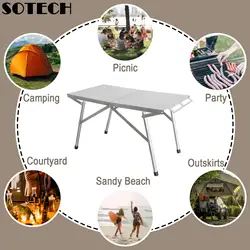 Outdoor Camping Folding Table Stainless Steel Portable Multi-functional Lightweight Table For Festival Party Picnic Hiking BBQ
