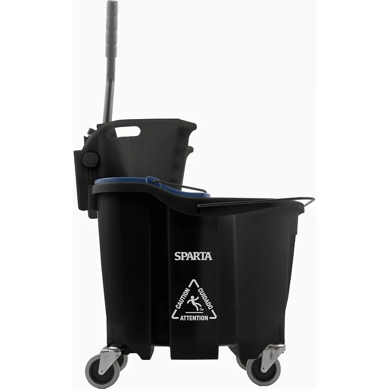 Carlisle FoodService Products Omnifit Mop Bucket with Side Press Wringer and Soiled Water Insert for Floor Cleaning, Kitchens