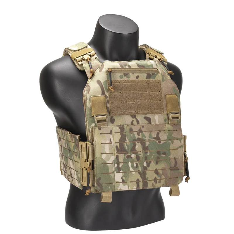 

Tactical Body Armor for Hunting, Plate Carrier Outdoor Tactical Vest Hunting Protective Adjustable Laser MOLLE System Vest 1