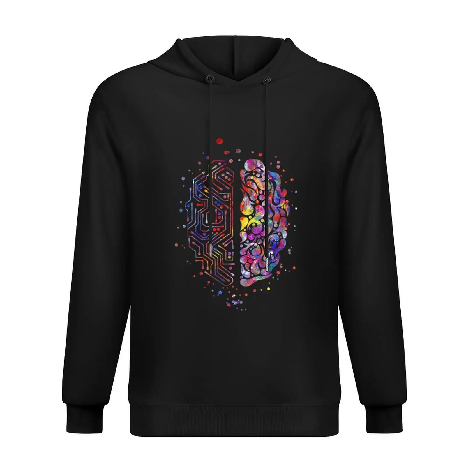 

Circuit board brain,watercolor circuit board brain, science art, science Hoodie autumn clothes hoodie man