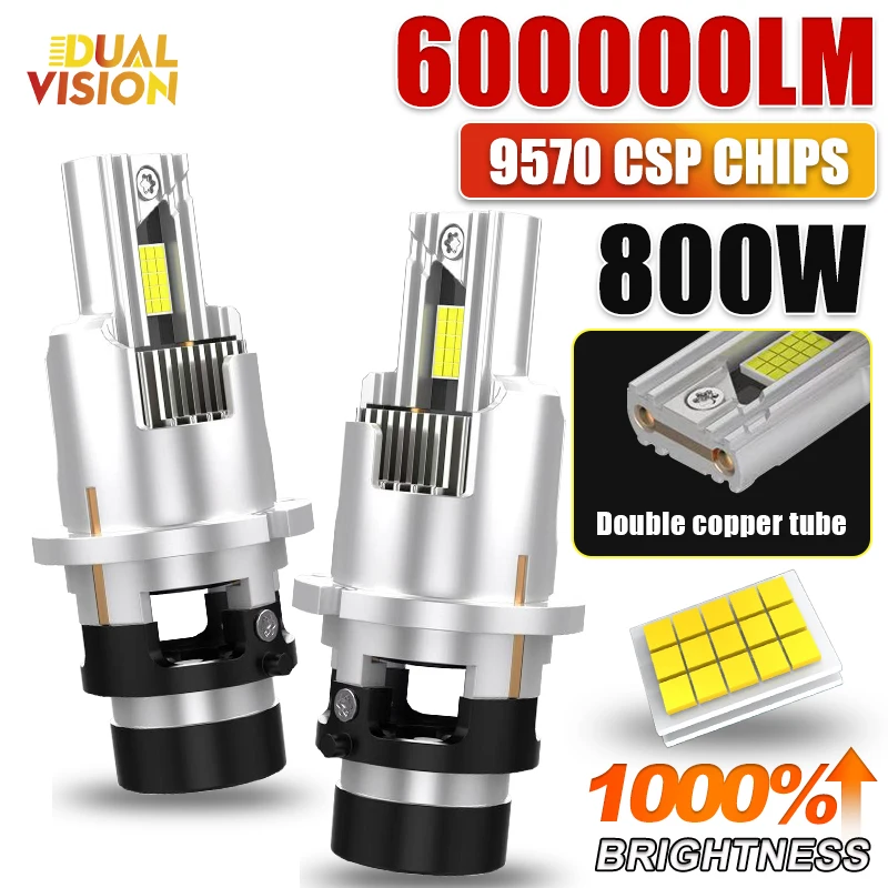 

D2S D4S Led CANBUS Headlights Bulb D2R D4R LED Car Light High Power 800W Plug and Play 9570 CSP Chip Turbo Lamp 6000K 12V 2PCS