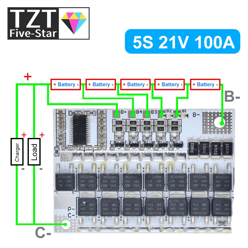 3s/4s/5s Bms 12v 16.8v 21v 3.7v 100a Li-ion Lmo Ternary Lithium Battery Protection Circuit Board Li-polymer Balance Charging