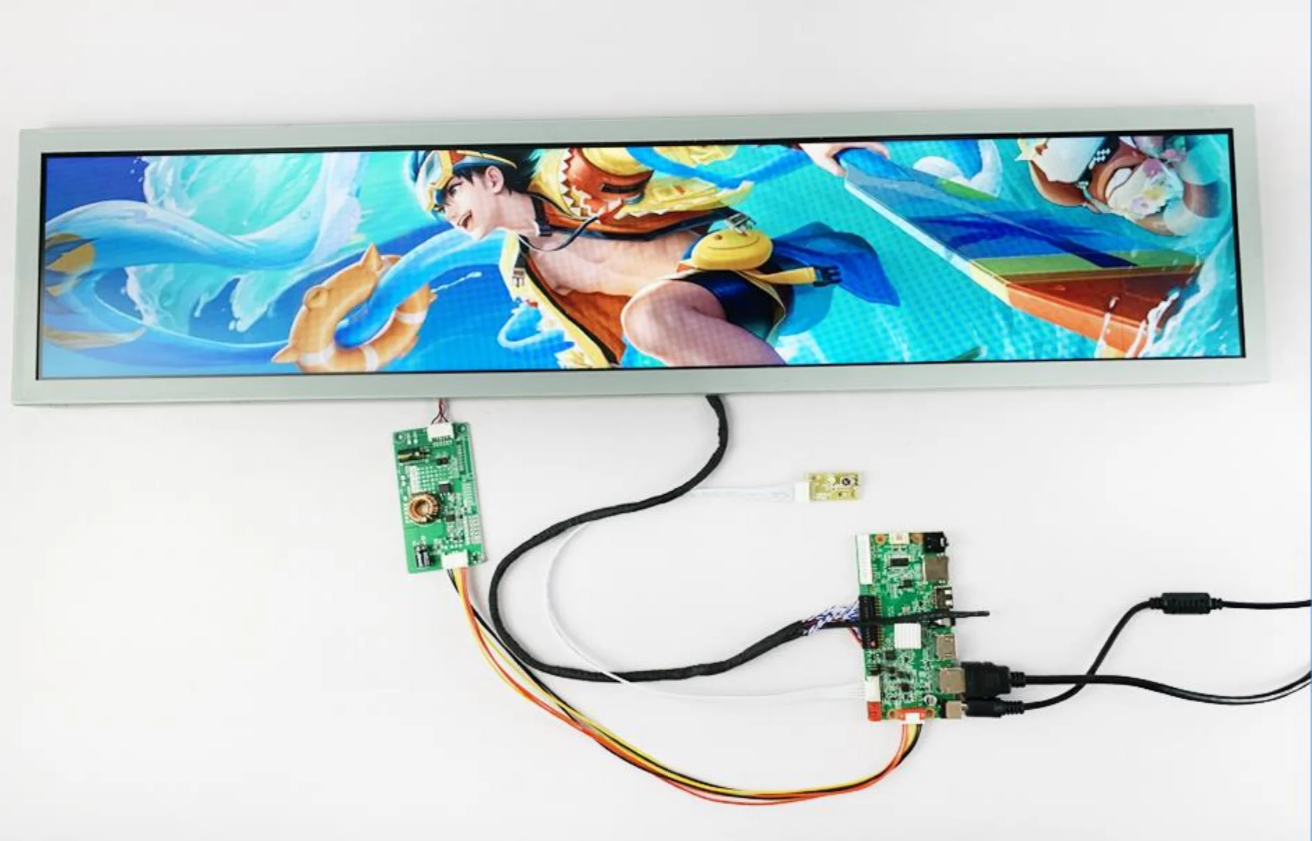 Monitor LCD Wisecoco 28 Inci Ultra Wide Stretched Bar 1920x360, Layar Iklan untuk Rak Supermarket