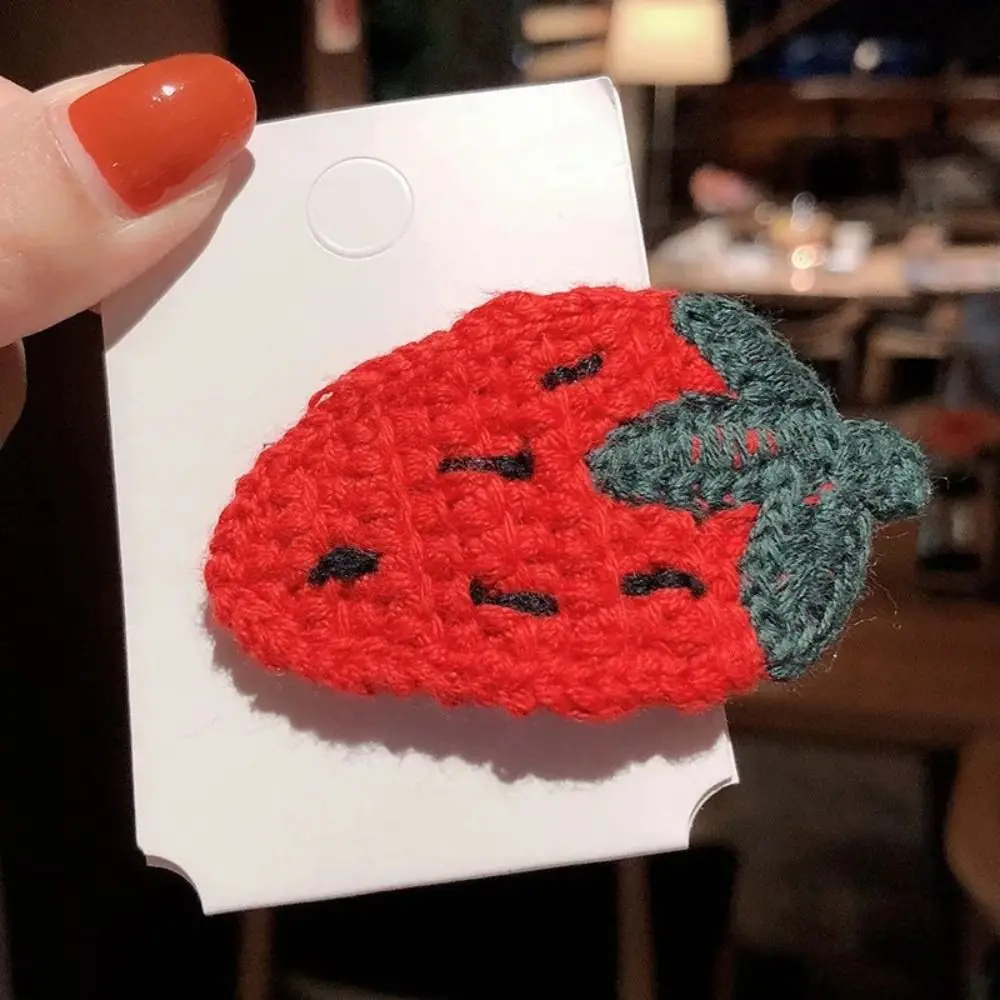 

Fashion Knitted Cartoon Fruit Hairclips Colourful Embroidery Bangs BB Clip Hair Accessories