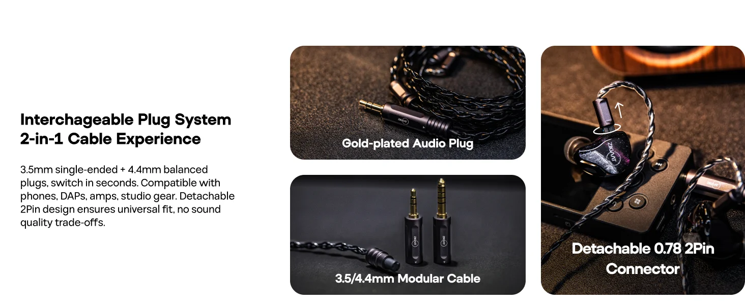 Linsoul ZiiGaat Crescent Premium 2DD+2BA Hybrid IEM Hifi-Kopfhörer mit isobarischem Dual-Dynamic-Treiber-Design – Detail 4