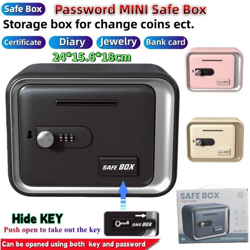 

24x18x15cm Student Gift Safe Box Hidden Secret Key Lock Coin Bank Card Jewellery Private Diary Home Password Locker Storage Box