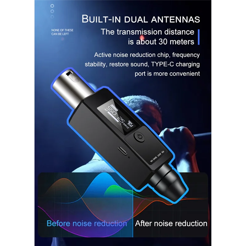 -A94Z XLR جهاز ريسيفر استقبال وإرسال محول نقل معدني + بلاستيك للجيتار الميكروفون الديناميكي #4