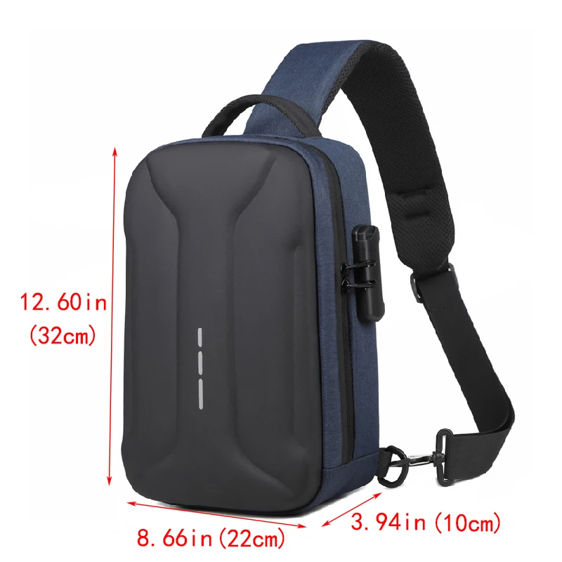 Business Crossbody Bag for Men Oxford Anti-theft Combination Lock Chest Packs Travel Storage Shoulder Bag With USB Charging Port