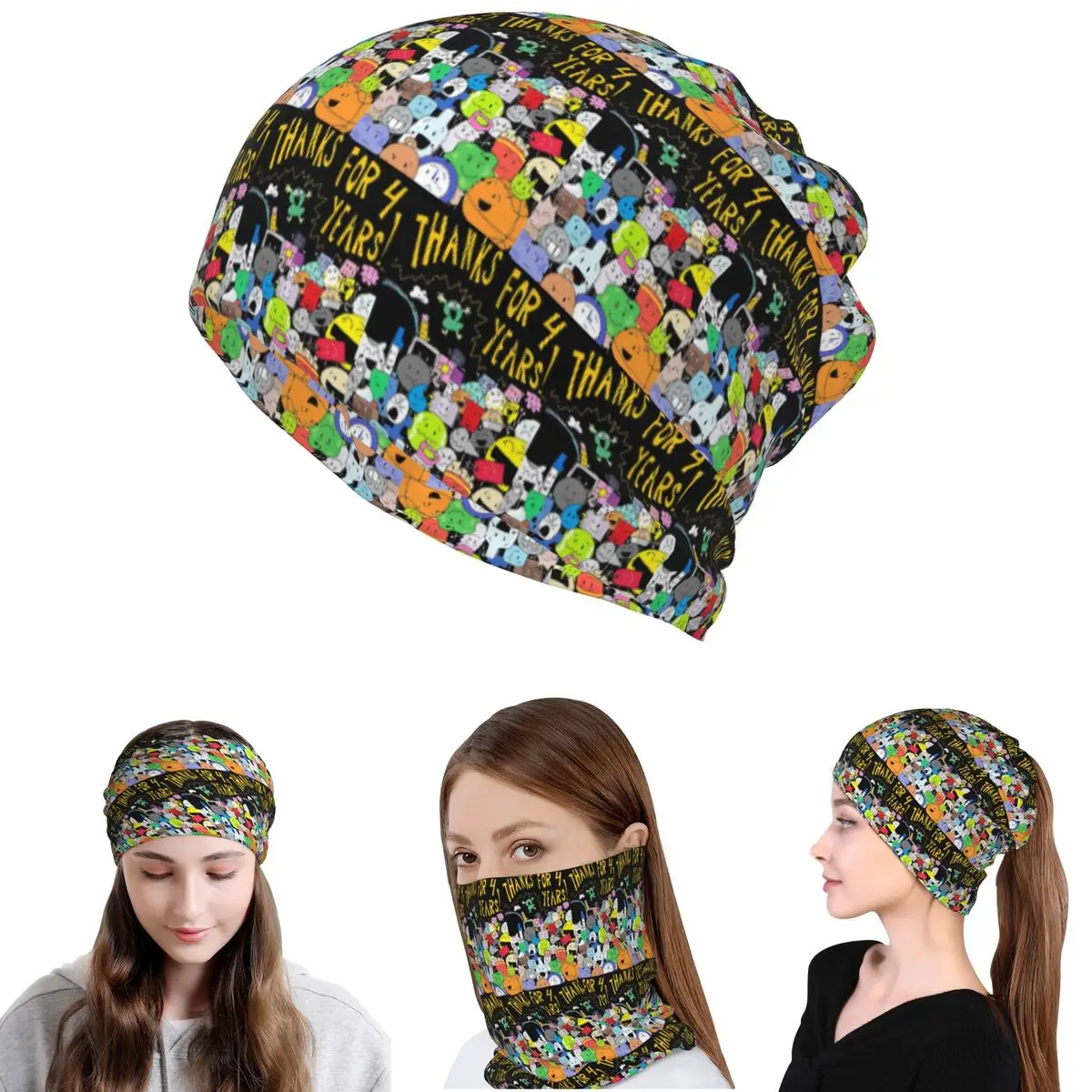 

BFDI Four BFB Bandana Neck Cover Mask Scarf Multifunction Balaclava Beanies Hat Unisex Adult Winter