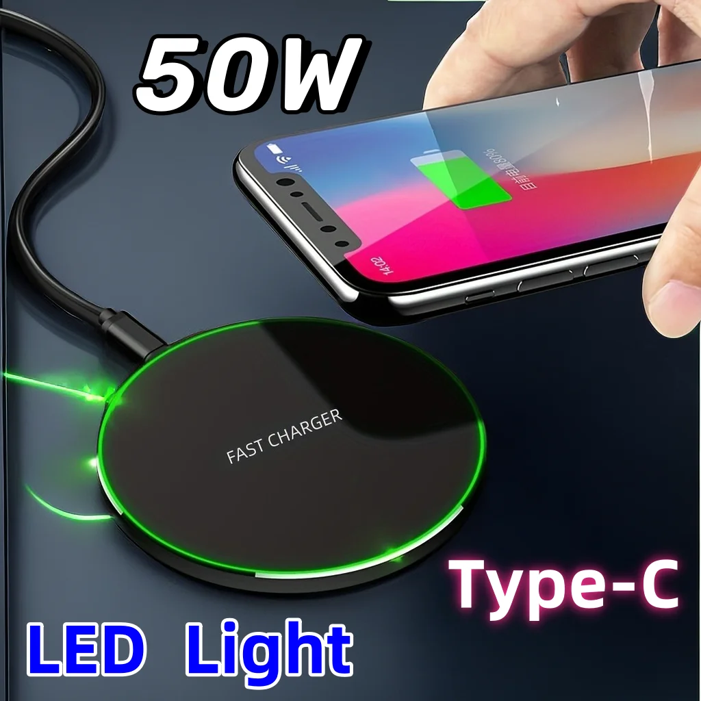 50W Wireless Charger For Apple 14 15 13 12 11 Pro XS Max Mini XR Induction Fast Wireless Charging Pad For Samsung Huawei Xiaomi