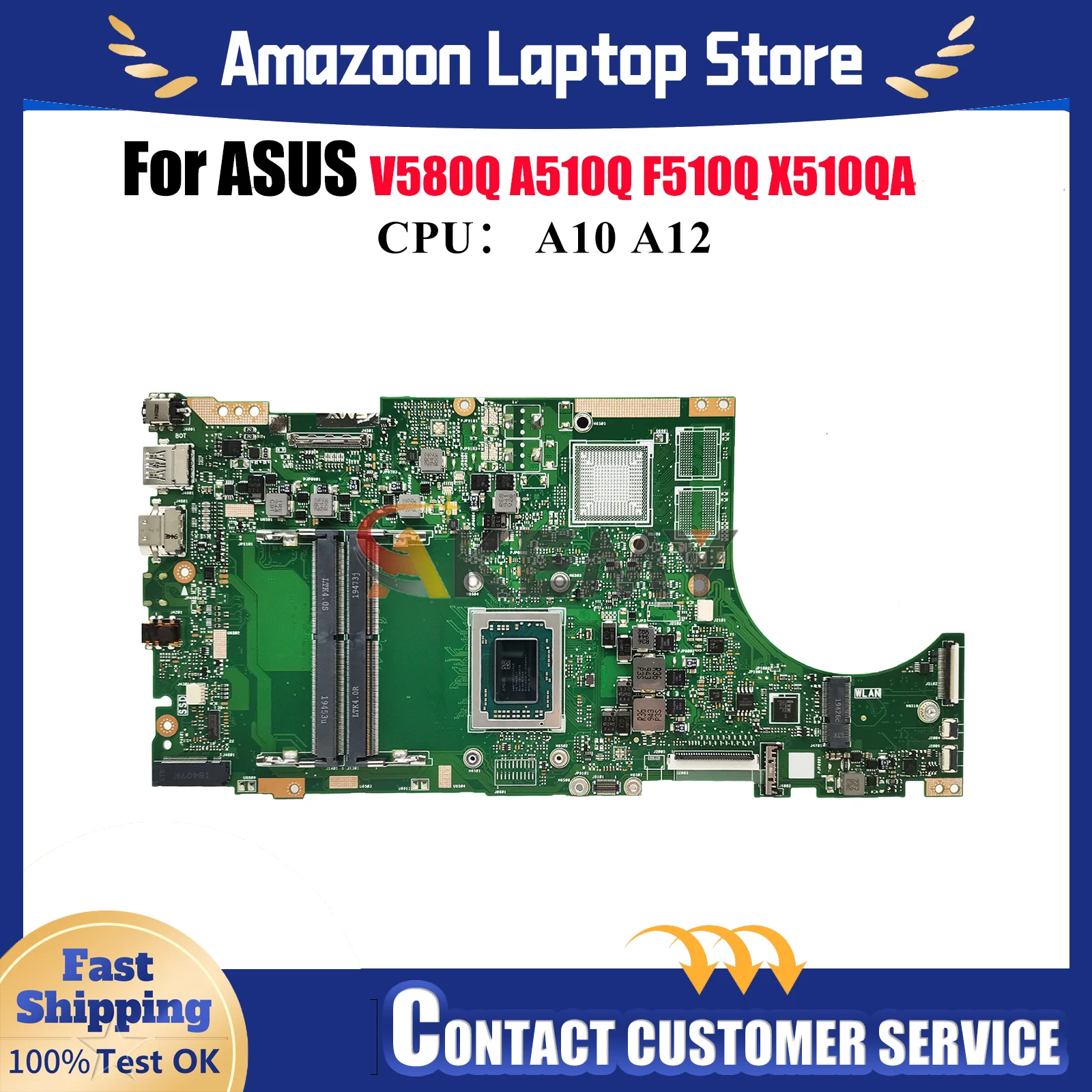 

X510QR Материнская плата для ноутбука ASUS VivoBook X510QA V580Q F510Q A510Q X510QR X510Q Материнская плата с процессором A10 A12 100% tests OK stk