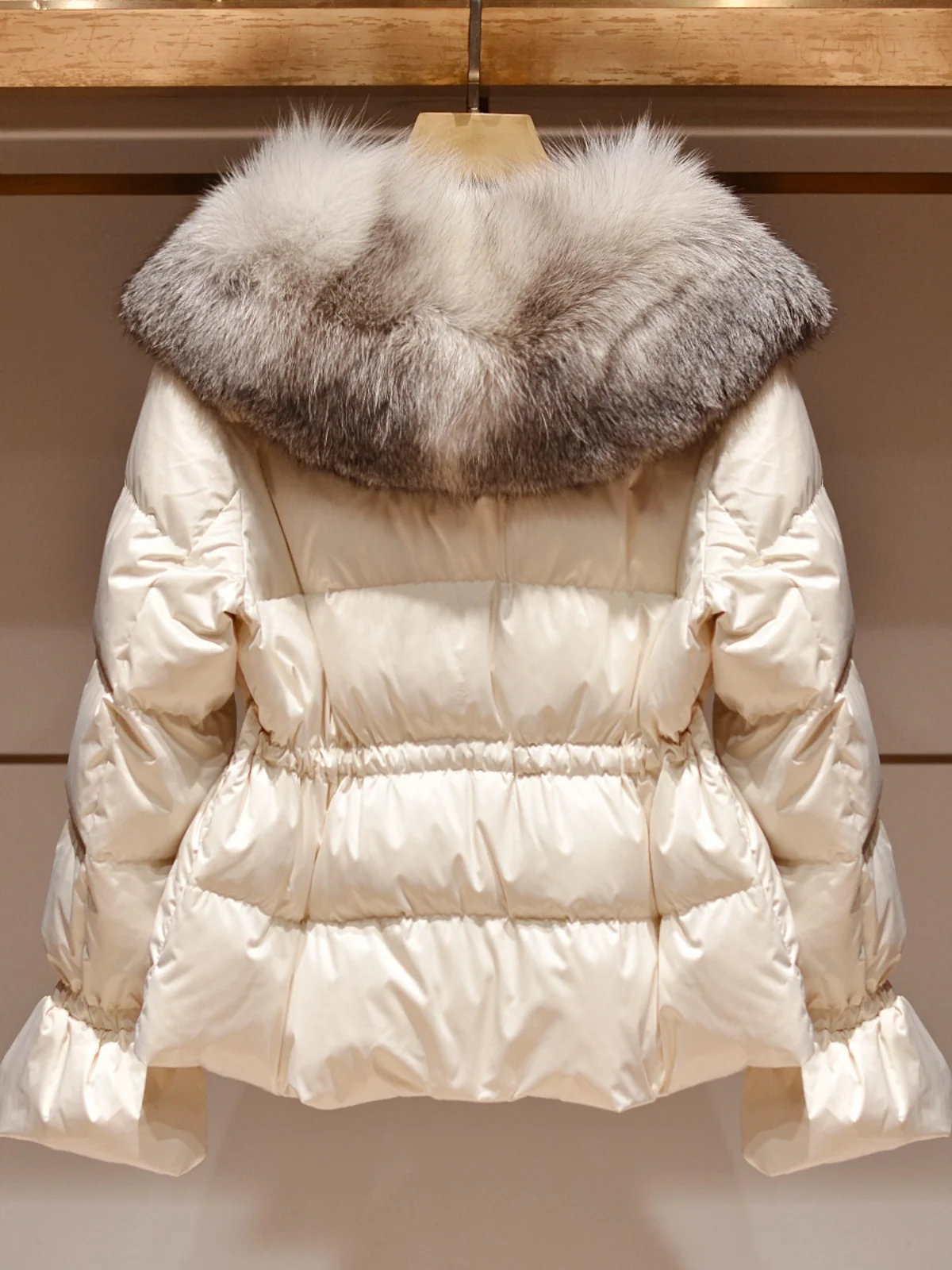 Leve puffer jaet casaco de ature feminino envy 2025 nova gola de pele pão branco coreano cintura-emachamento ort outerwear