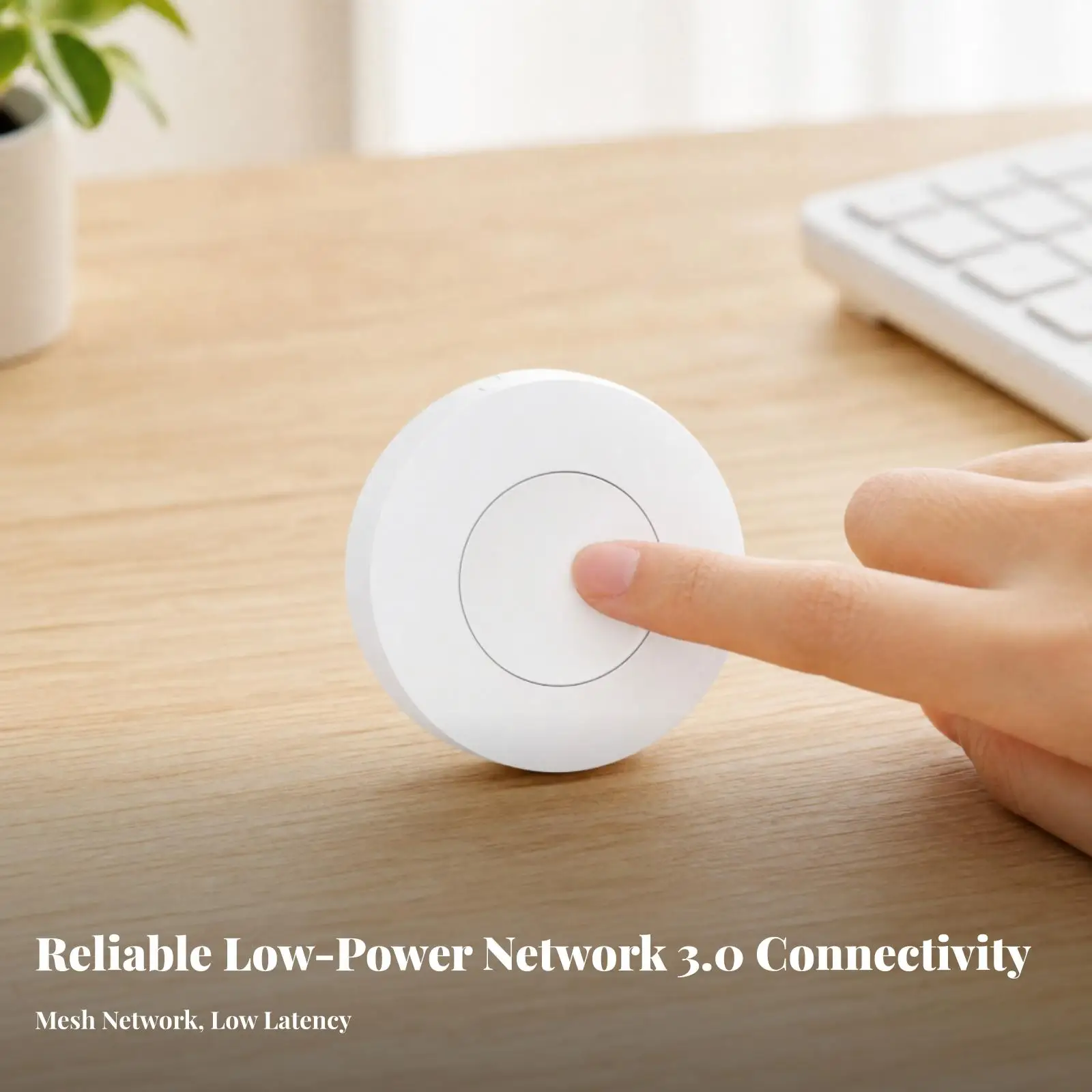 Wireless Smart Switch for Scene Automation Zigbee 3.0 White PC Round Button Compatible with Smart Home Hub Systems Easy Use