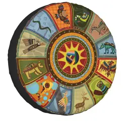 Medicine Wheel Animal Totem Spare Wheel Tire Cover for Toyota Suzuki Indians Native American Jeep RV SUV 4WD 4x4 14