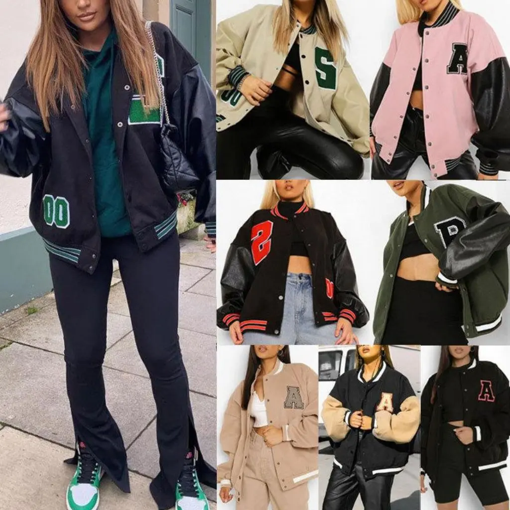 

Женский осенне-зимний бейсбольный костюм, куртка в стиле хип-хоп, флисовая кожаная куртка с вышивкой букв, европейско-американский стиль