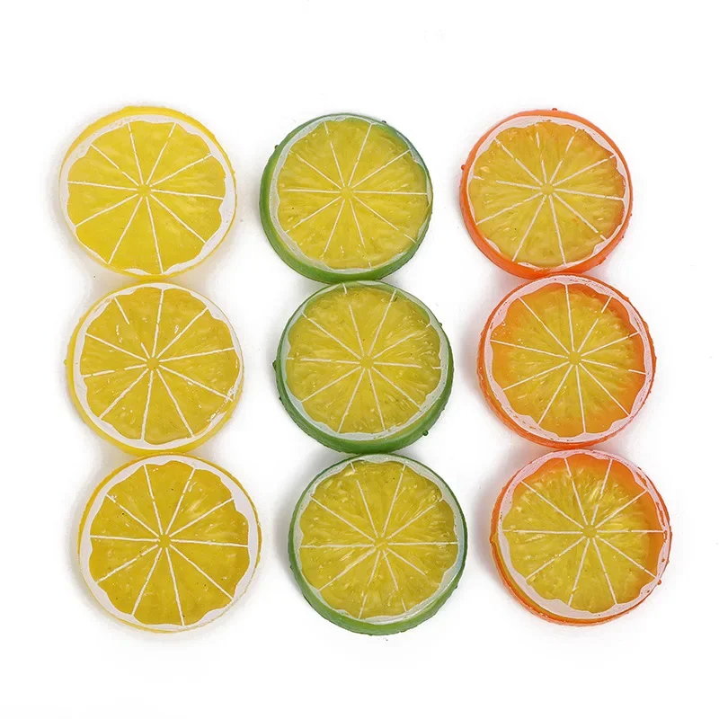 5PCS Mini Artificial Fruit Simulation Lemon Orange Slices Resin Fake Artificial Fruit Model Party Kitchen Wedding Decoration