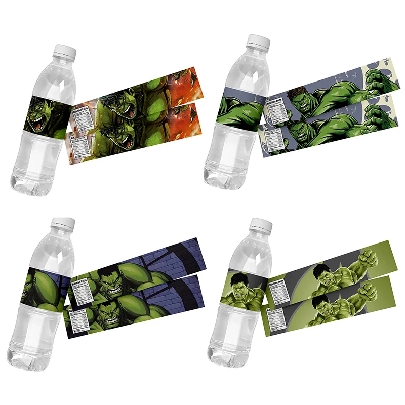 6pcs Hulk Water Bottle Wrappers Water Bottle Labels Kids Birthday Party Decoration Supplies Baby Shower packing Label Stickers