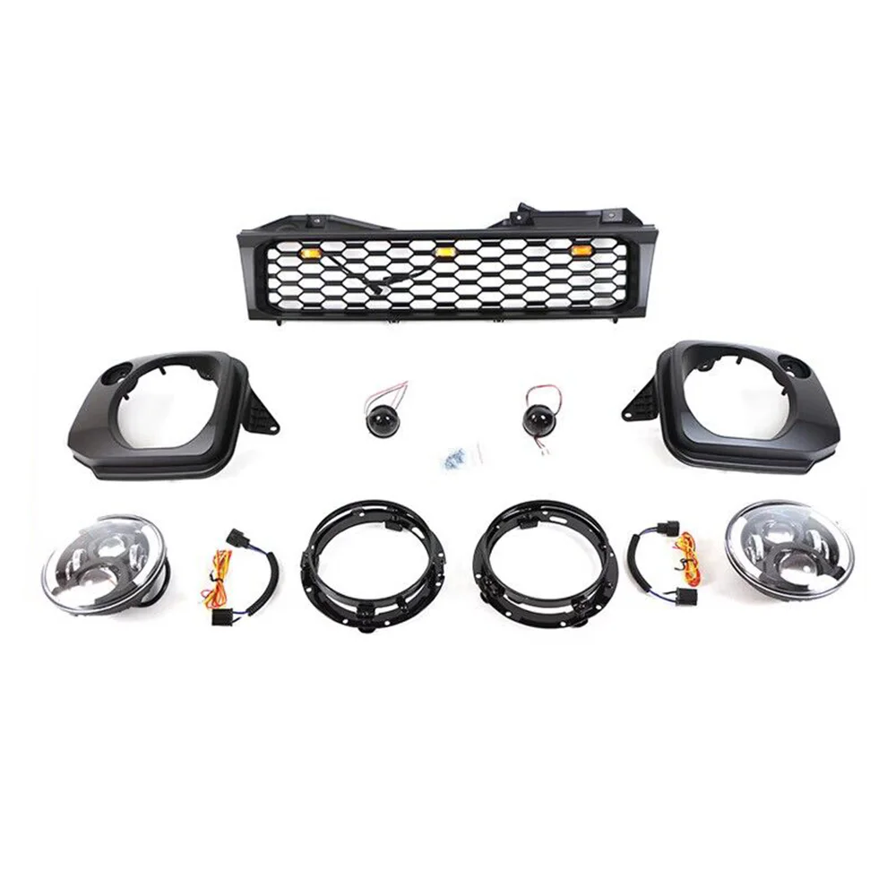 Front Bumper Grill Set Headlight Light Bracket Body kit For Suzuki Jimny 2012-2018 Mesh Grill Racing Car Styling Exterior Trim