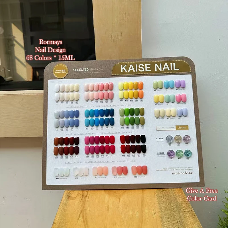 

Rormays 68PCS Gel Polishing Set Clearcoat Rainbow Semi-Permanent UV Nail Salon Whitening Shiny Bare Color for Professional Use