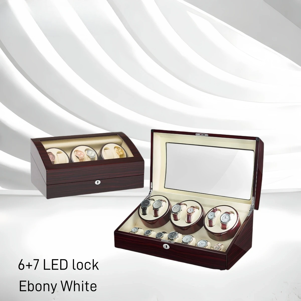 Classic Luxury Watchs Display Box Rotatable Watch Winders LED Lock Watch Case Box 7+6 WatchWinder Personalized Customized LOGO