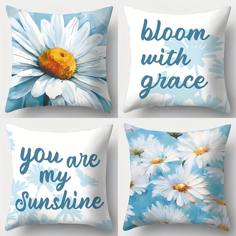 

Modern floral design digital printing pillow cover Short plush Suitable living rooms bedrooms sofas throw cushion cover 4pcs