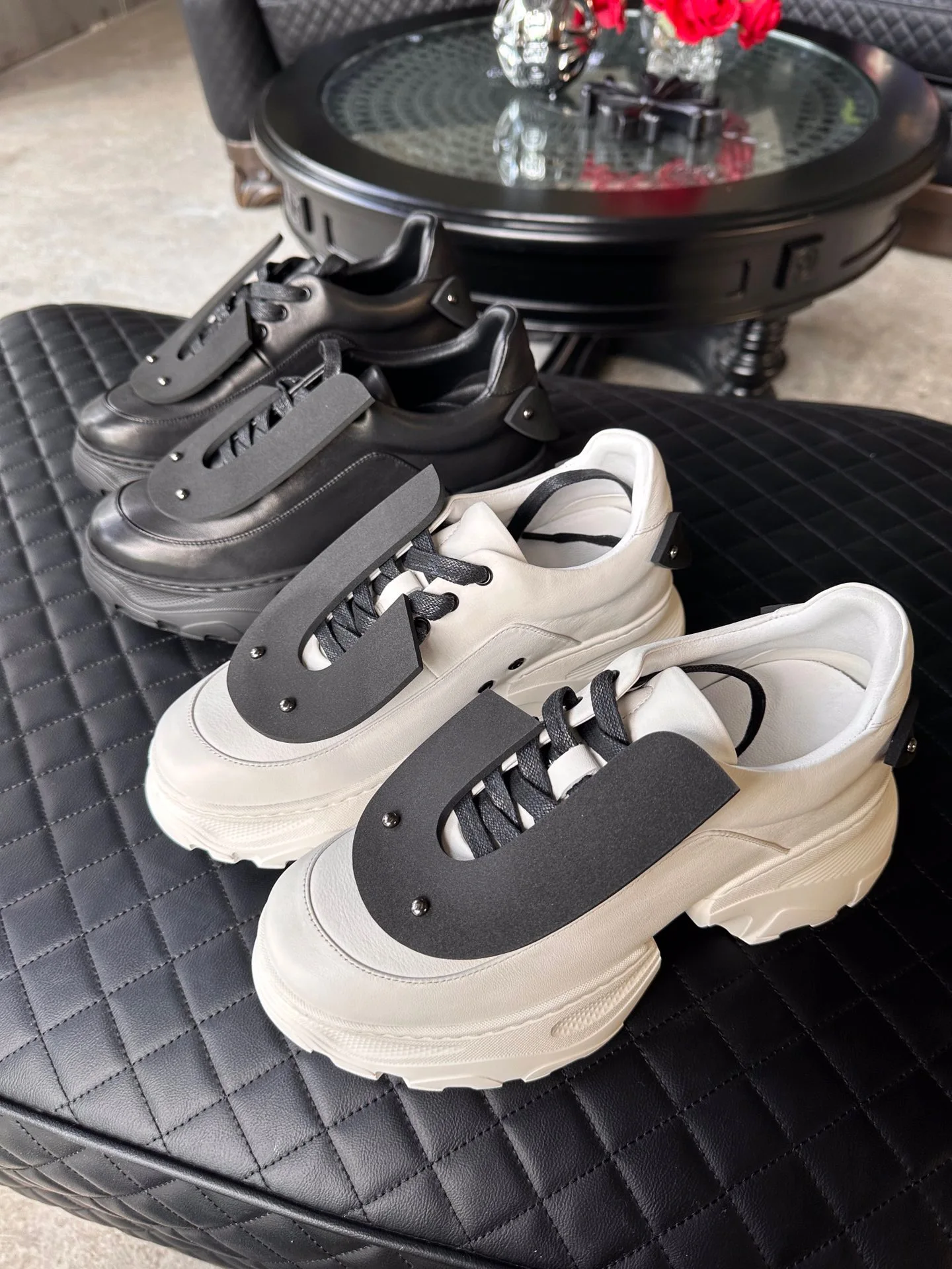 Women Chunky Sneakers Thick Soled Casual Shoes Luxury Designer Brand Genuine Leather Lady Fashion Unique Design 2023 Spring Ins