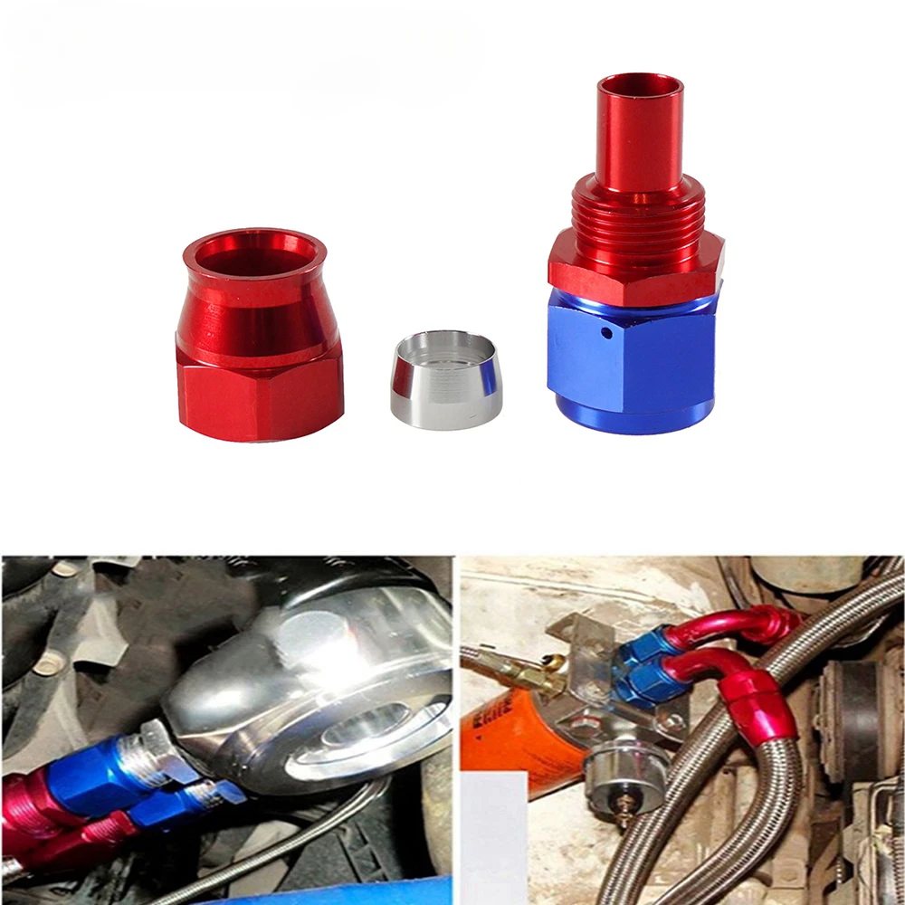 AN4/6/8/10/12 Straight 0°/45°/90°/180°  For Swivel PTFE Oil Fuel Line Hose End Fitting Reusable Hose End Fitting Adapter