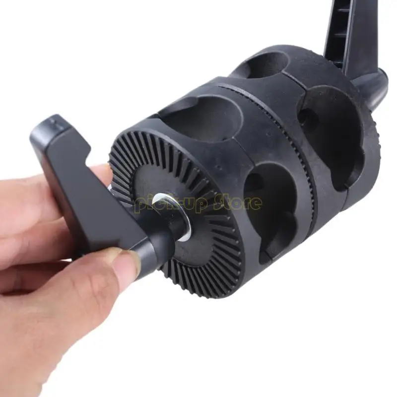 C056 Ruedas con abrazadera cabezal agarre giratorio doble para cámara Tiros estables Rotación 360 grados bloqueables para cámara estable