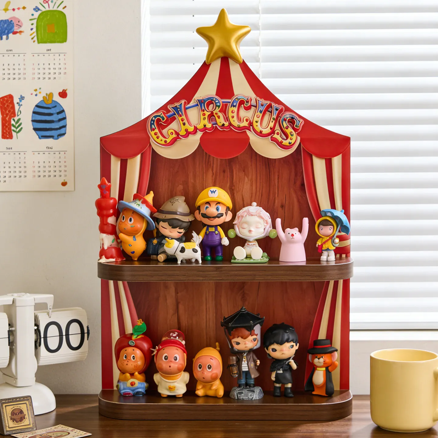 Circus tabletop ornament storage display stand birthday gift cute grain figure shelf creative decoration