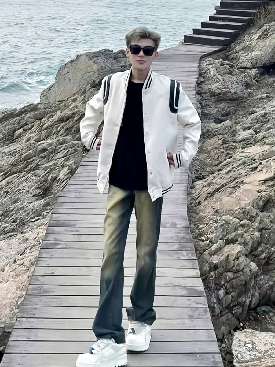 

Waed Vintage Men's Jeans Straight Leg Wide Leg Pants Youth Faion All Seasons Yellow Mud Blue Casual Wear Durable Denim